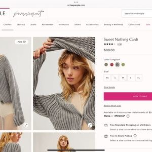 NWT Free People Sweet Nothing Cardigan Gray Size XS